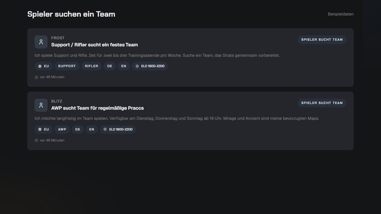 Spieler fürs Team finden